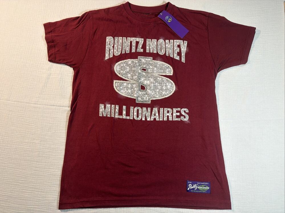 NWT Runtz T-Shirt Men’s L Runtz Money Millionaires Burgundy Cotton Streetwear